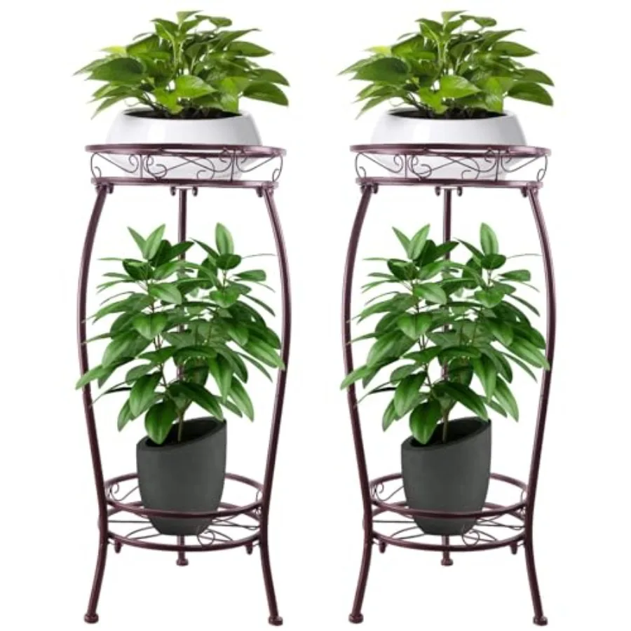 

7." s Indoor Outdoor -Tier Metal Flower Pot Holders, Heavy Duty Rustproof Plant Shelf with Round Supports for Garden, Patio, Ba