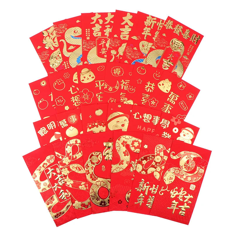 6PCS Year Of The Snake Lunar Year Spring Festival Red Envelope 2025 Envelopes Packet Purse Wallet Traditional Money Pouches Gift