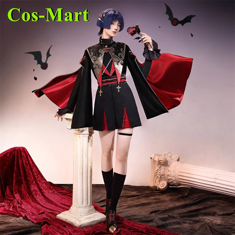 Cos-Mart Game Genshin Impact Aether Cosplay Costume Traveler Rose Ember Dress Skirt Derivative Clothing Role Play Clothing S-XL