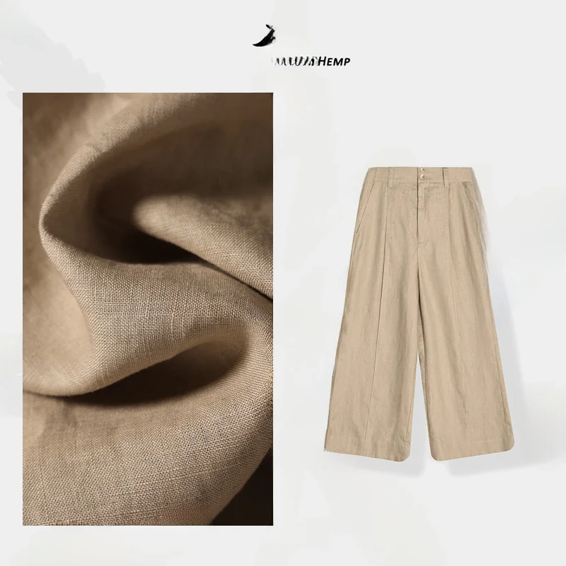 

Casual Han Hanfu Women's Straight Leg Pants Summer Thin Drapey Eighteen orts l Waist Button Pure Color Commute Sle