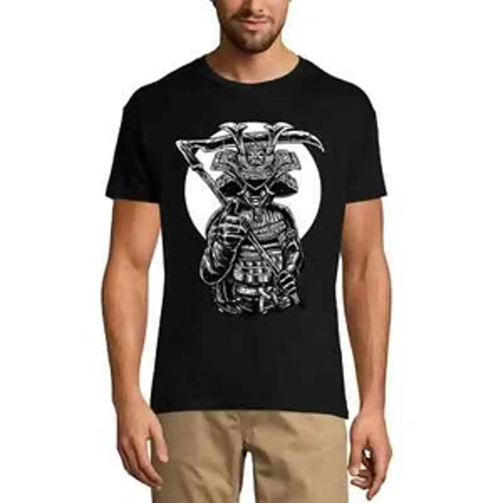 Men's T Shirt Black Samurai Reaper Scary Halloween Eco Friendly vintage Washed Slightly Versatile Top For Everyday Wear fashion