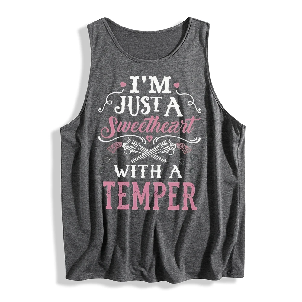 Sweetheart Letter Print T-shirt Casual mouwloos shirt Ronde hals Top Dameskleding Grappige grafische tank Zomerstraatkleding