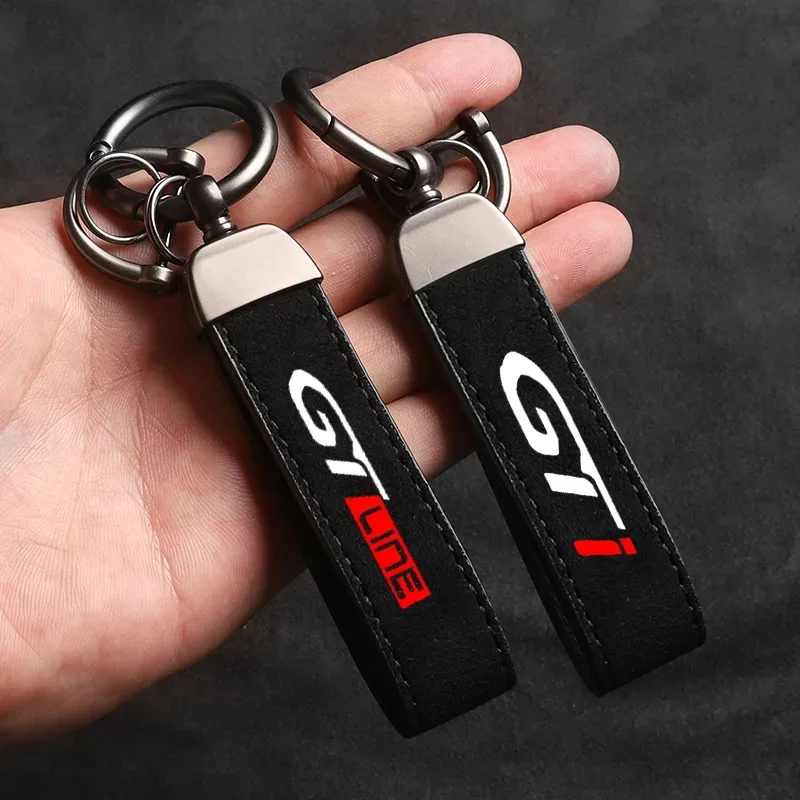 Car Keychain Suede Keychain Sport Car Key Ring Custom Gift With Logo For GT GTI GTLINE eugeot 208 307 308 2008 3008 106 key ring