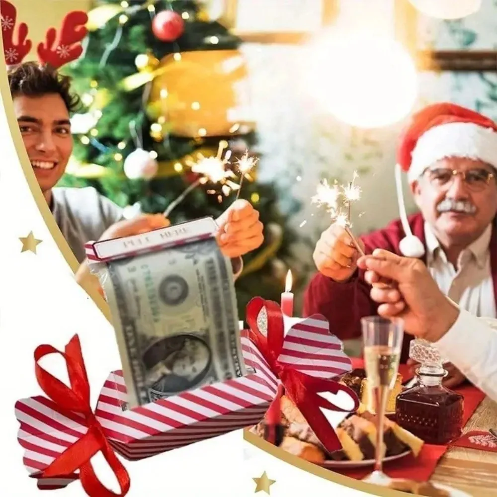 Creative Funny Christmas Money Box Transparent Envelops Paper Christmas Money Holders Cash Gift Pull Party Supplies
