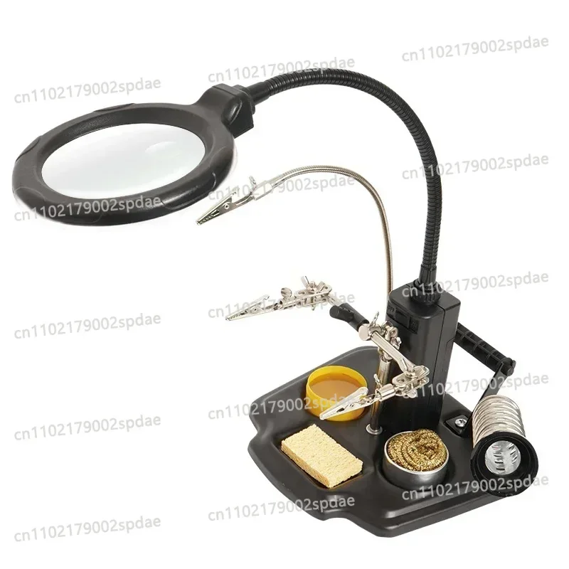 16 LED Light Magnifying Glass Welding Holder With Soldering Auxiliary Clips 2.5X Magnifier For PCB Soldering Desoldering Work
