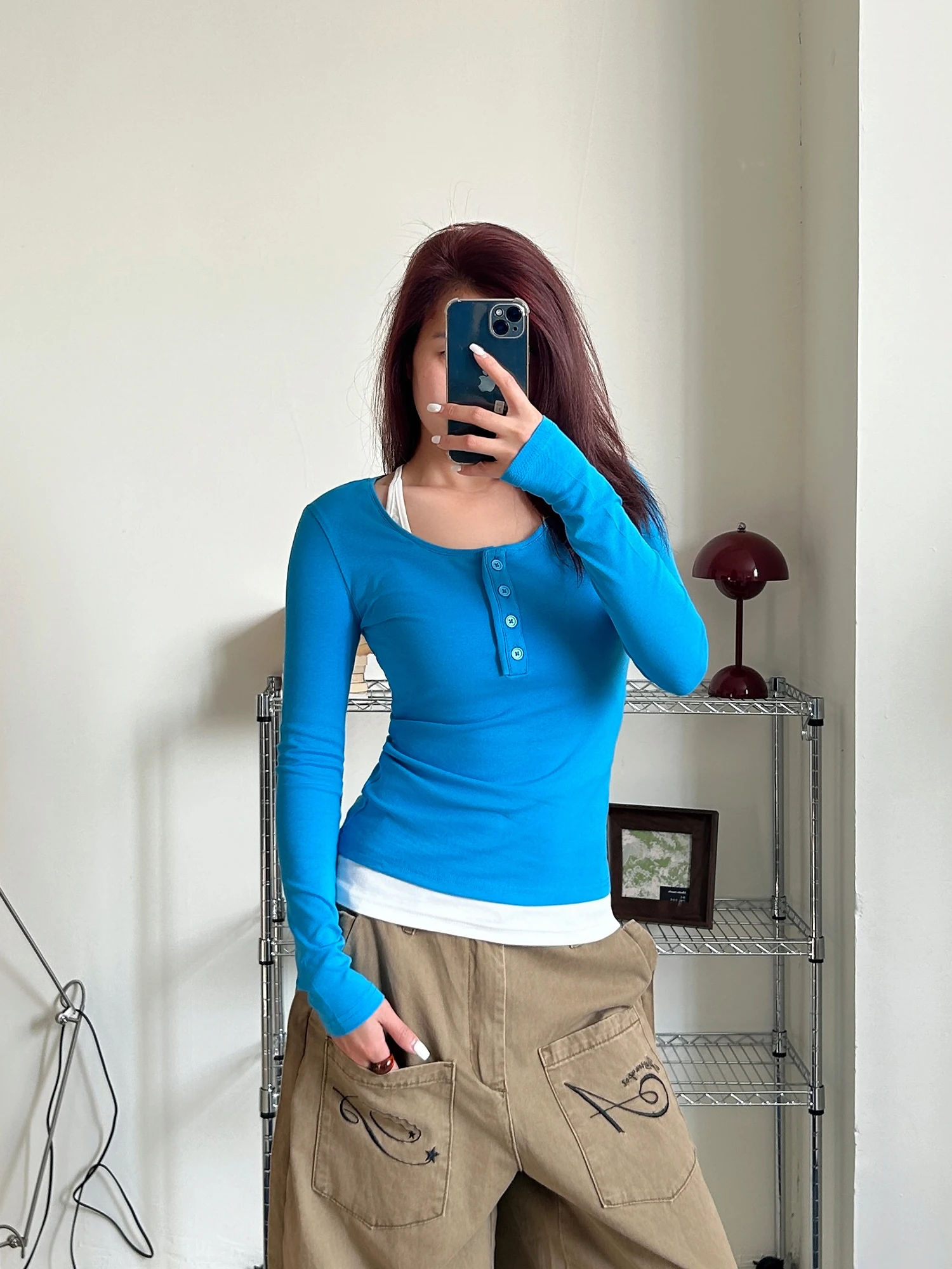 

Американская ретро длинная футболка Sve, женская облегающая круглая футболка Ne, повседневный топ из смеси хлопка и полиэстера, удобная основа irt