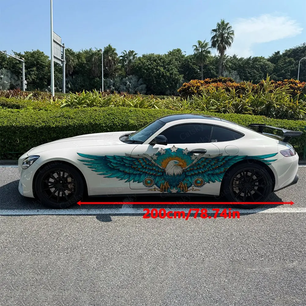 Eagle Surround Five Star Car Side Wraps, Self-Adhesive PVC Waterproof & Scratch-Resistant Stickers, Car Accessory Gift