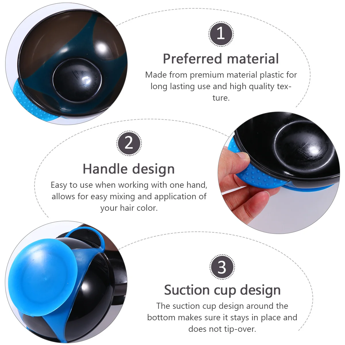 

3 шт., чаши для краски для волос, дизайн на присоске, многоразовый, легко очищаемый, портативный инструмент для окрашивания волос для домашнего салона, DIY, смешивание оттенков