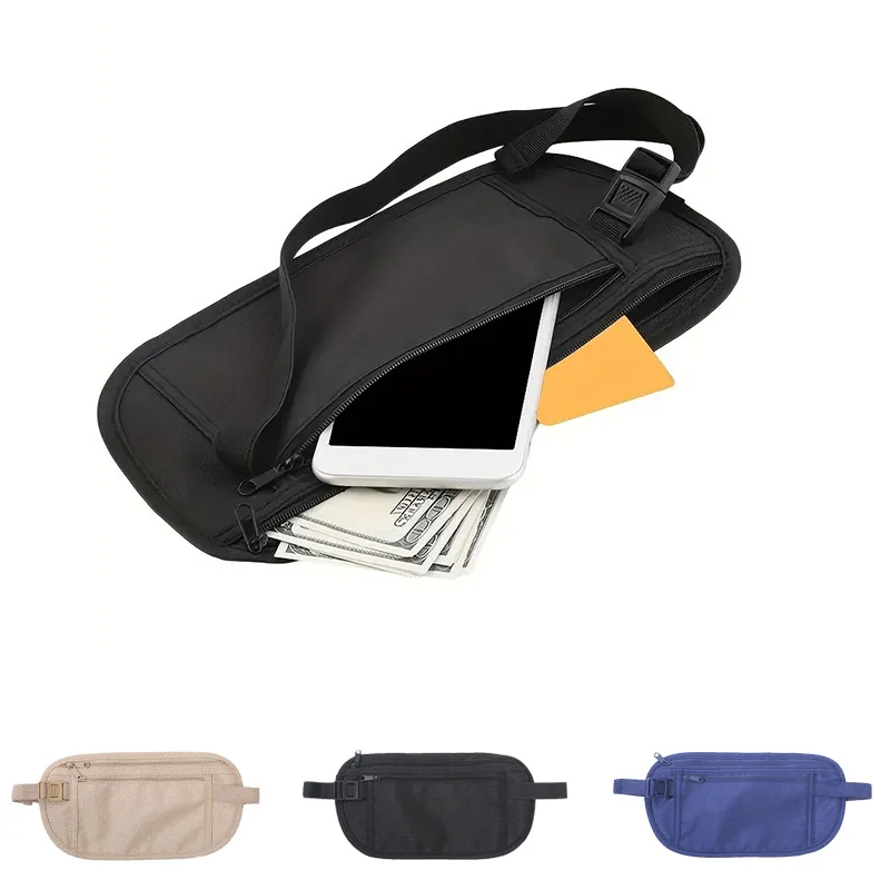 1 Pcs Woman Simple Running Sports Mobile Phone Bag Ultra-Thin Invisible Travel Waist Bag Multi-Function Waterproof Cycling Bag