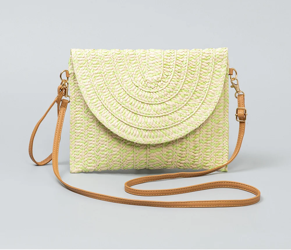 New Luxury Handbag Small Fresh Purple Underarm Woven Bag Crescent Single Shoulder Solid Straw Women's Beach Tote DIY 2023