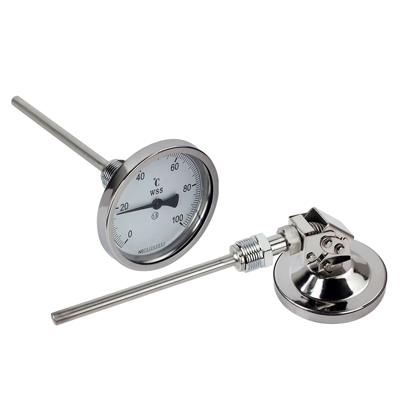 

Bimetal Thermometer 0-100℃ 0-200℃ 304SS Probe 6mm/8mm/10mm * 50/100/150/200mm Water Oil Steam Bimetallic Thermometer M27*2