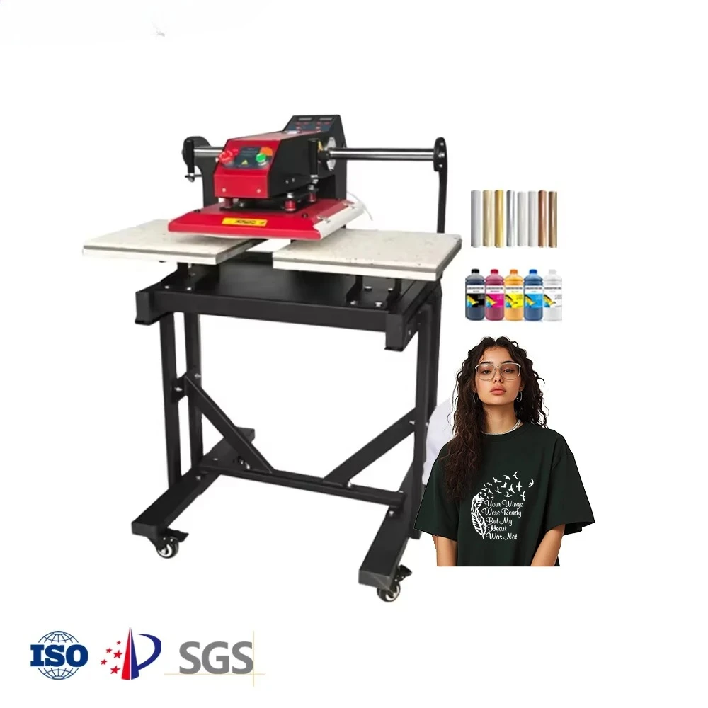 

38*38 T-Shirt Printing Pressing Flatbed Heat Transfer Machine Pneumatic Duplex Ironing Electric Upper Slide New Heat Press