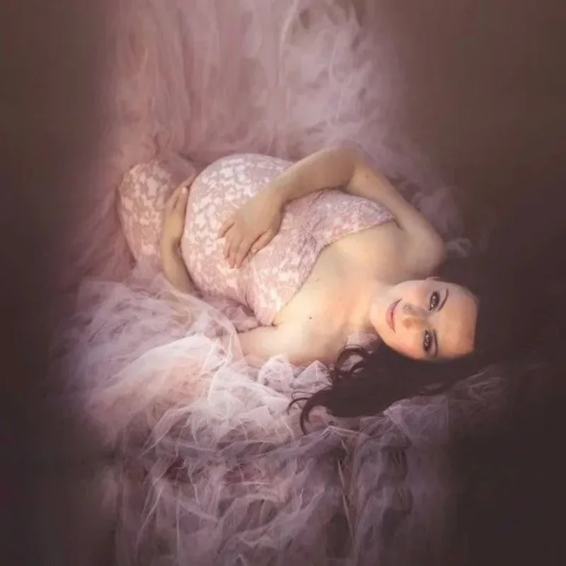 الأمومة قصيرة الأكمام ثوب الأمومة الدانتيل فستان ماكسي ملابس حريمي الحوامل التصوير فساتين الحمل لالتقاط الصور