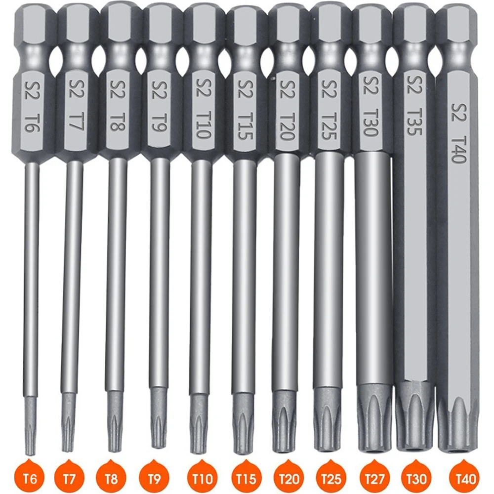 11-teiliges Torx-Sicherheits-Bit-Set aus S2-Stahl, magnetisches Sicherheits-Schraubendreher-Set, 50/100 mm Stern-Schraubendreher-Set für Shark Vacuum T6-T40 – Detail 1