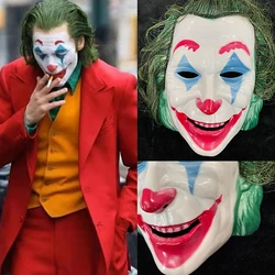 Halloweenowa maska Jokera Cosplay Clown kostium rekwizyty na przyjęcia całą twarz zabawna dekoracja terroru akcesoria do kostiumów