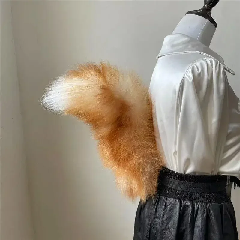 Luxuriously Soft Faux Fur Animal Tail Realistic Fox Wolf Dog & Raccoon Costume Accessory for Cosplay Halloween Christmas Party
