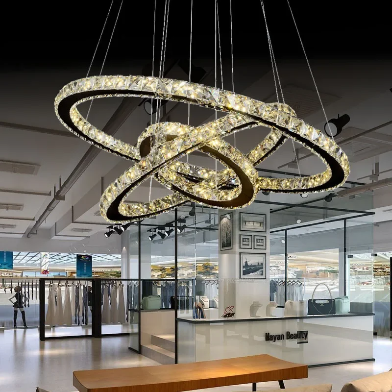 Diamond Crystal Ring LED Chandelier Crystal Lamp Crystal Light Fixture Circle Hanging Lustres LED Luminaire Home Lighting
