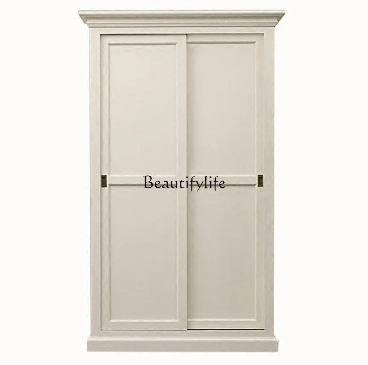 

1LXWhite solid wood wardrobe sliding door sliding door antique oak cabinet