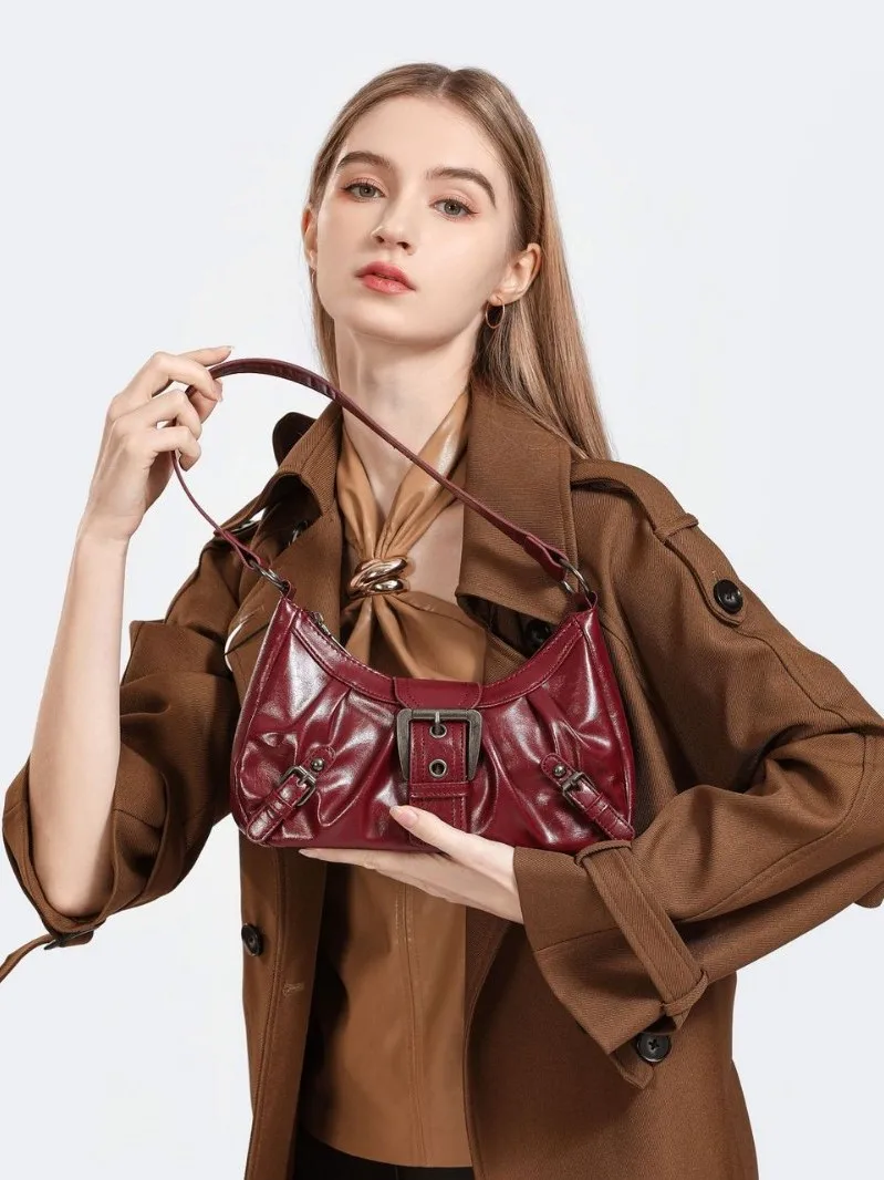 2024 spring hot selling Maillard style retro style small bag spicy girl Y2K wasteland style vintage leather shoulder armpit bag