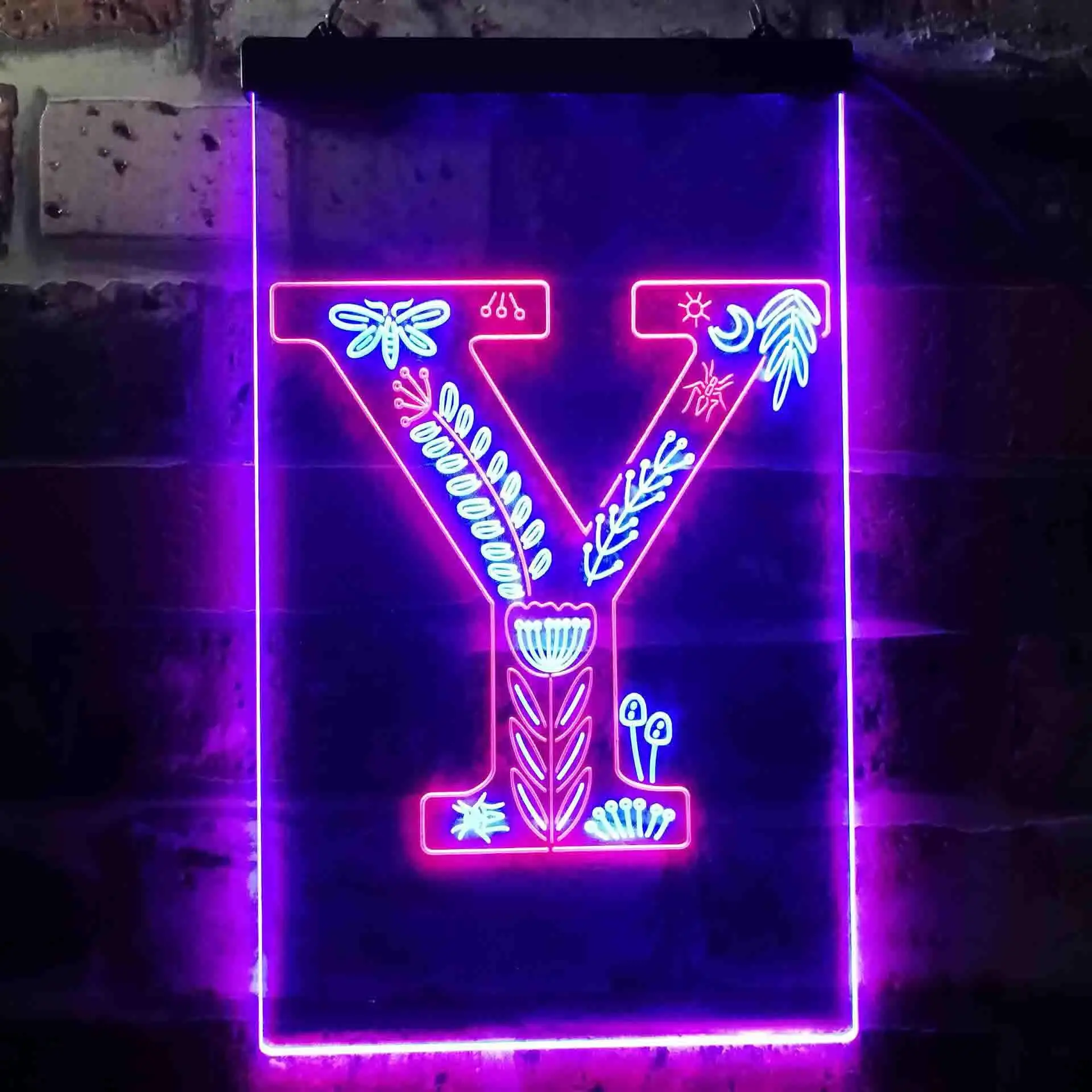 Letter Y Initial Monogram Family Name Dual Color Led Neon Sign st6-i3462