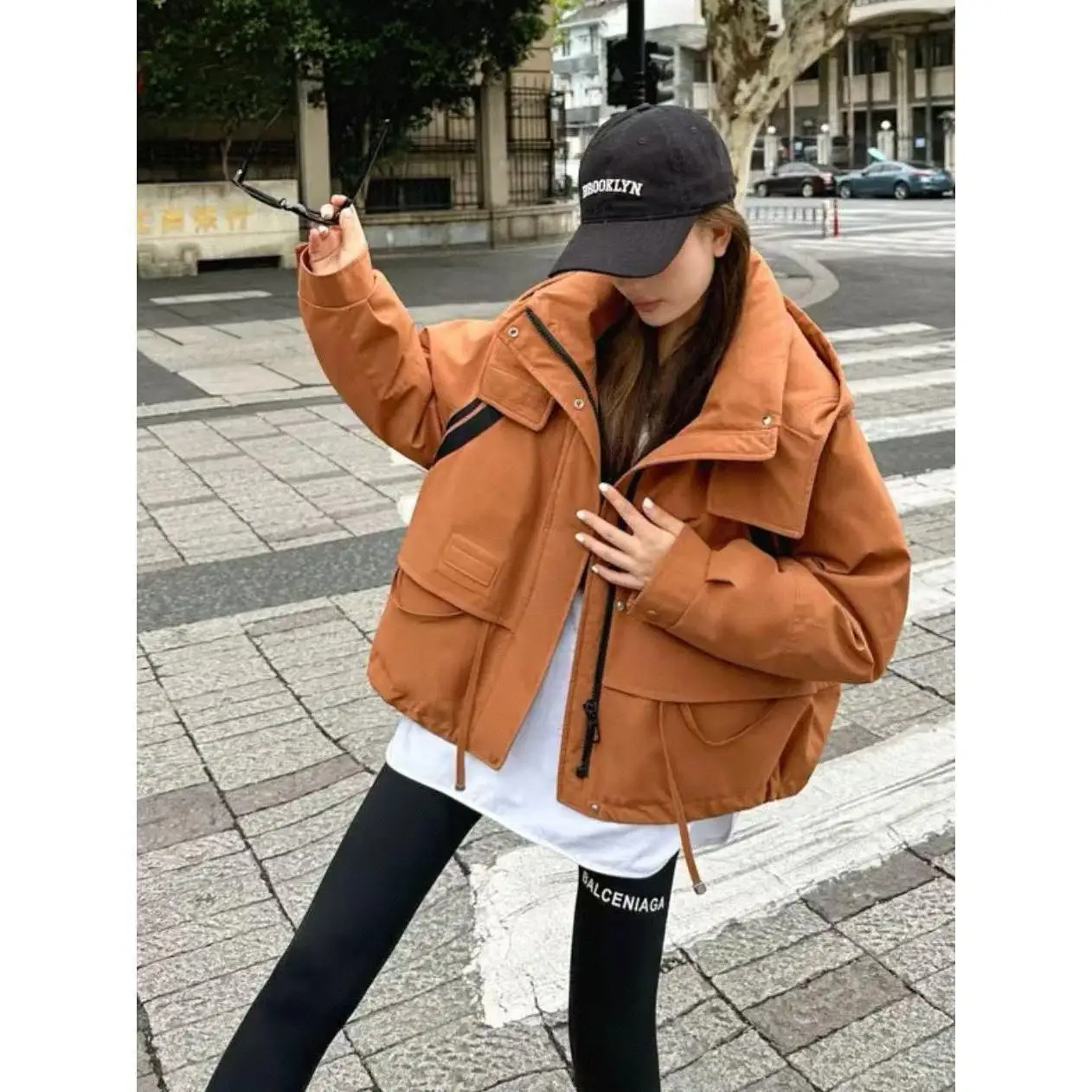 

Loose Short Cotton Jacket 2025 Winter New Style Outerwear Color Block Contrast Design Thickened Polyester Fiber Coat for Women