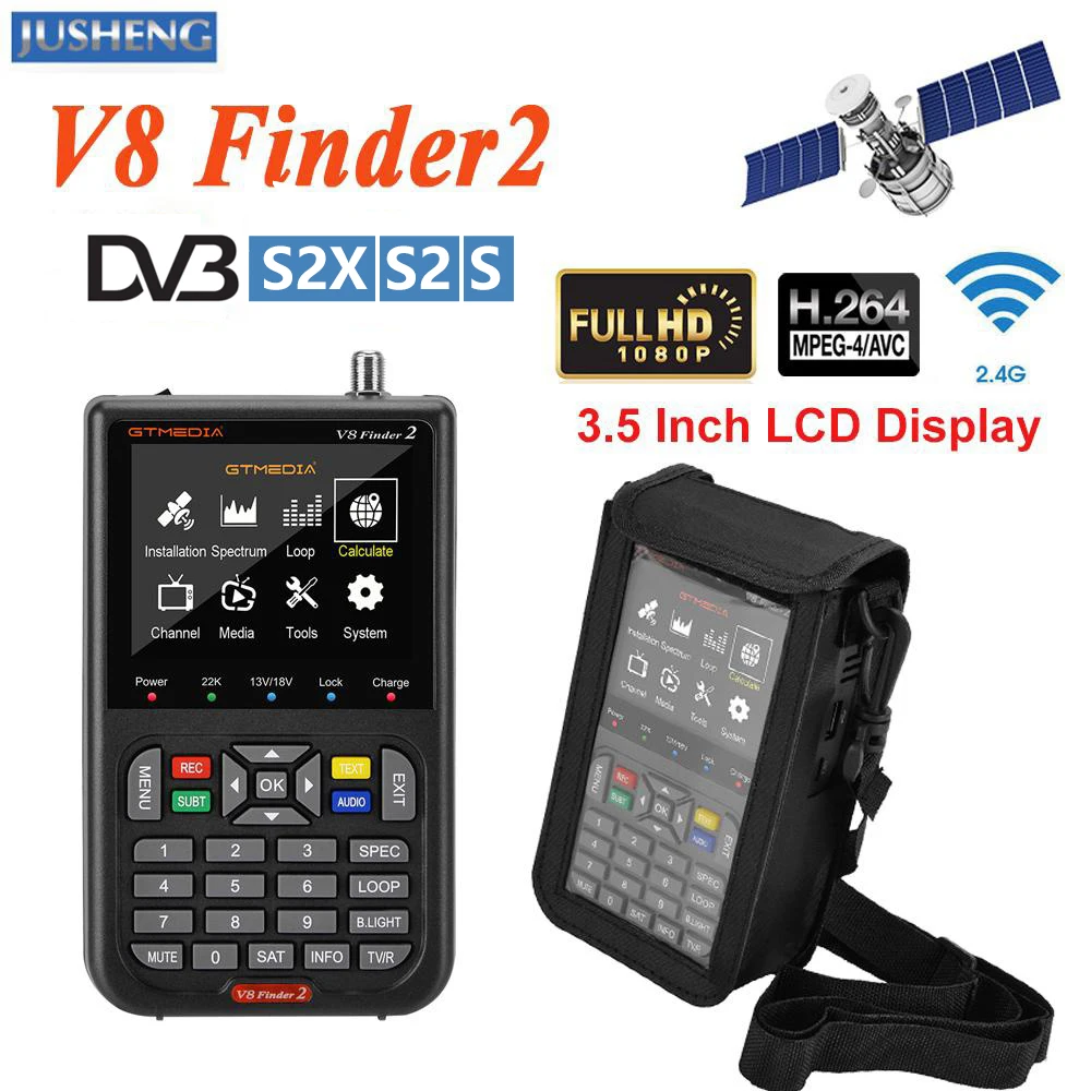 GTMEDIA  V8 Finder 2 Digital Satellite DVB-S/S2/S2X  MPEG-2/4 H.264(8 Bit) TV Signal Finder HD High 3.5