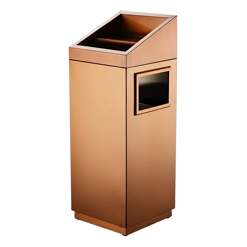 

Hotel stainless steel trash can with ashtray lobby elevator entrance vertical shopping mall lobby outdoor peel box
