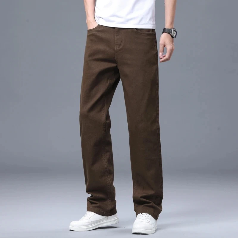 Men Straight Leg Casual Stretch Cotton Pants Daily Office Business Formal Trousers Male Classic Solid Color Work Dress Pants