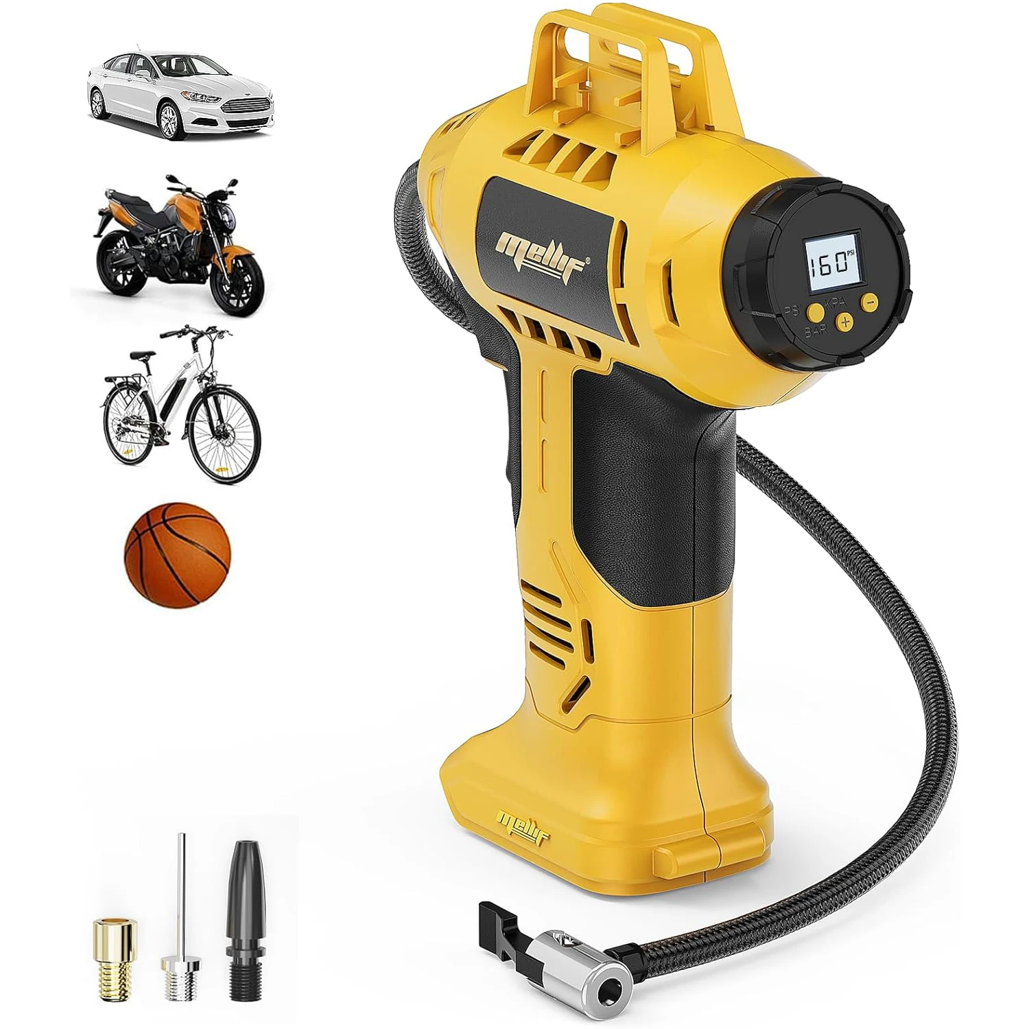 

Cordless Tire Inflator Air Compressor Compatible with Dewalt 18V 20V battery(Tool Only)with Digital Pressure Gauge for Car, Bike