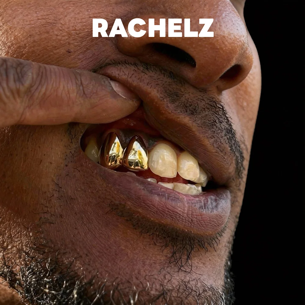 RACHELZ Simple Double Hollow Fangs Grillz For Teeth Braces Hip Hop Smooth Tooth Caps For Unisex Jewelry Dental Grills Gift