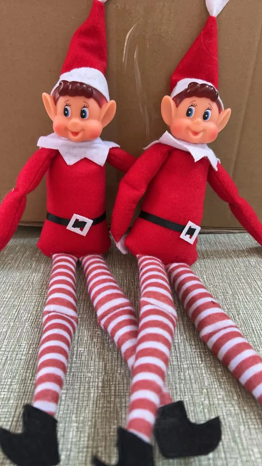 40cm Christmas Elf Doll for Kids Mini Toy Elf Dolls for Christmas Poseable Little Elf Shelf Sitters with Dangling Legs