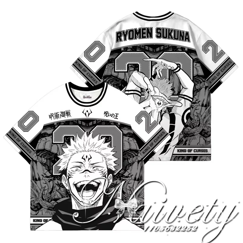 Image of 2026 Sommer Bestseller Jujutsu Kaisen Ryomen Sukuna 3D-Druck Schnelltrocknend Baseball Trikot T-Shirt Übergroß Unisex Anime Streetwear