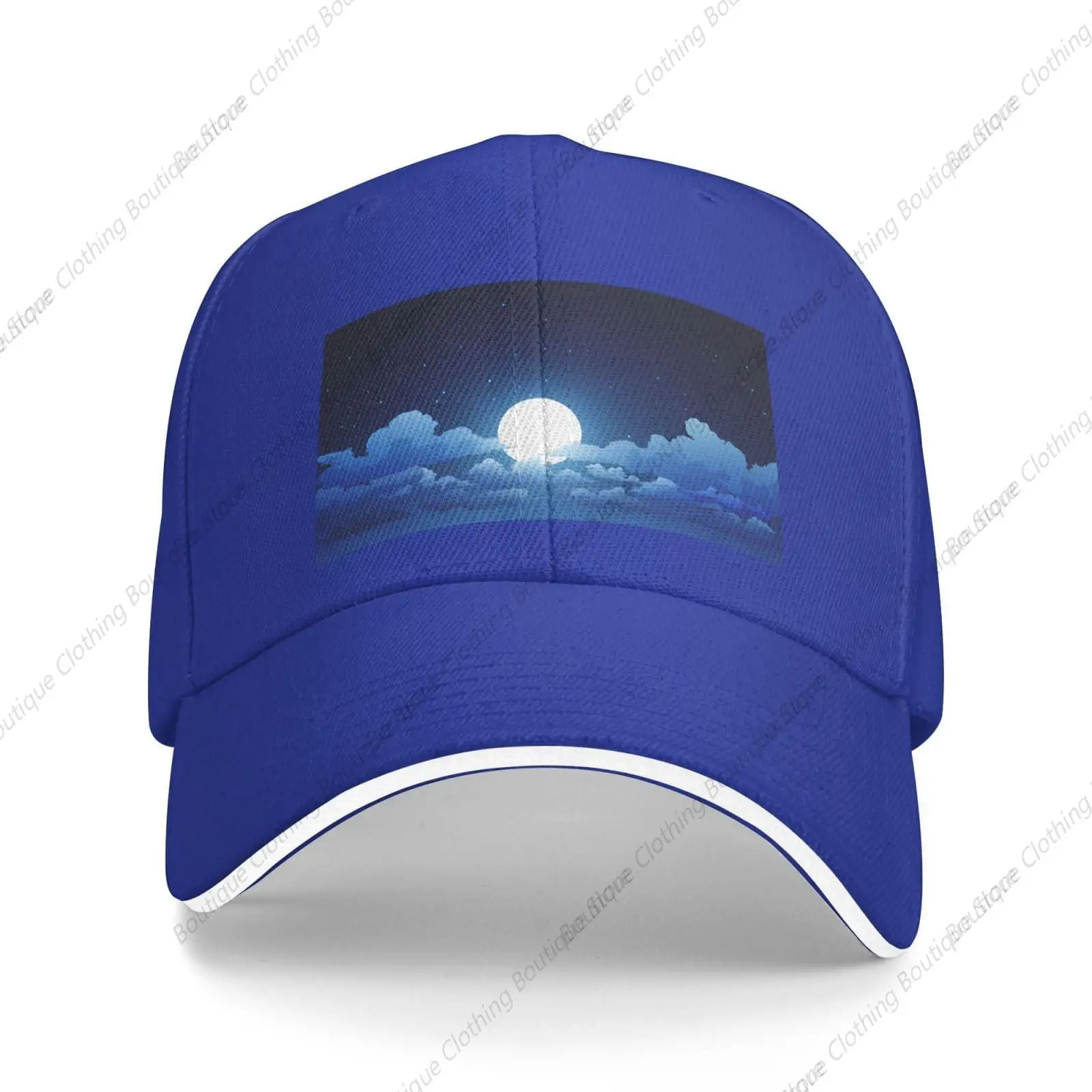 Full Moon Star Landscape Picture Baseball Cap Women Men Hats Adjustable Truck Driver Sun Hat Dad Baseball Caps Blue