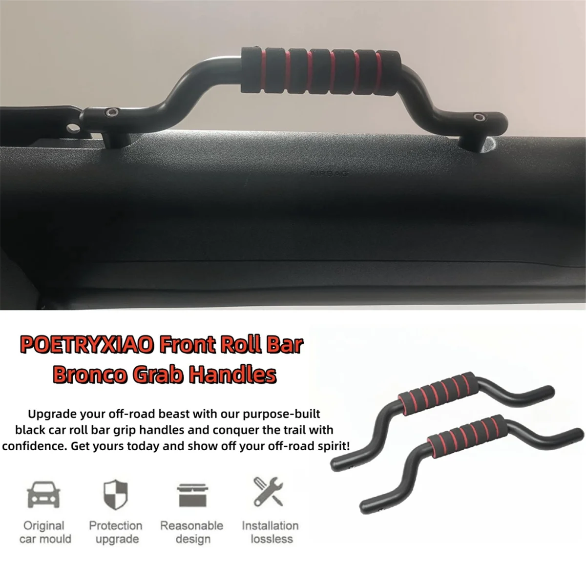 Barre de Roulis Avant en Alliage d'Aluminium, Accessoire d'NikNoir pour Ford Bronco 2021 2022 2023