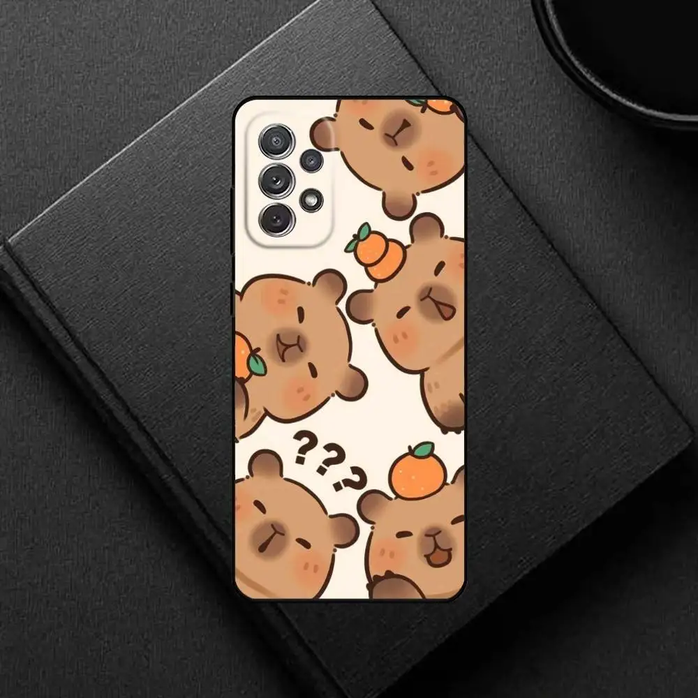 حافظة هاتف كابيبارا اللطيفة لهاتف سامسونج S25، S24، S21، S22، S23، S30، Ultra، S20، Plus، غلاف أسود ناعم #5