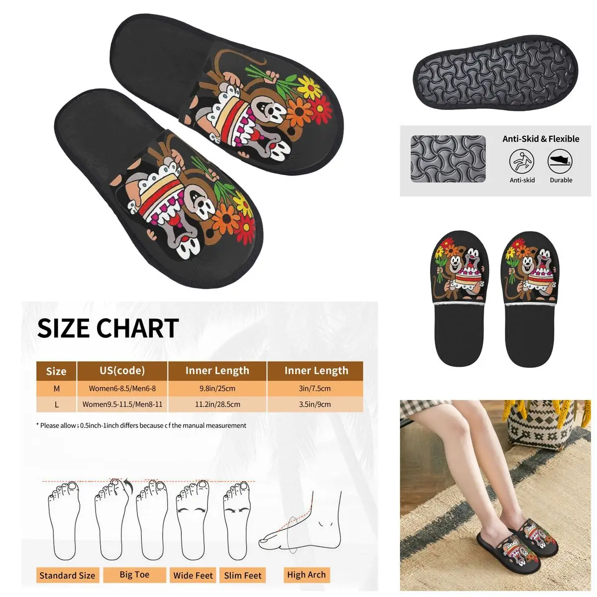 

Krtek Little Maulwurf Men Women Furry slippers,Warm printing pantoufle homme Home slippers