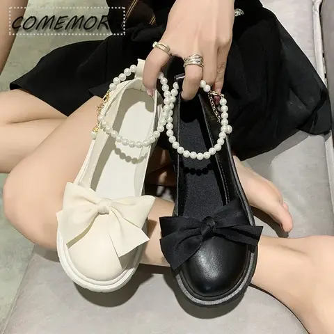 Comemore 여성용 두꺼운 플랫폼 슈즈, 파티 펌프스, 활 체인 Mujer 슈즈, 옥스포드 플랫폼 로퍼, 여름 2024 신상 샌들