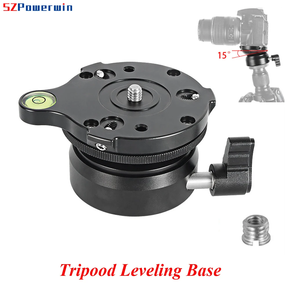 Powerwin Horizontal Adjustment Tripod Leveling Base Aluminum Alloy 1/4\