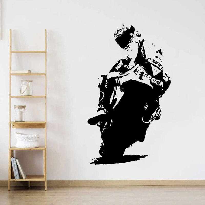 Superbike Motorcycle Vinyl Wall Decal Biker Silhouette Road Racer Extreme Sport Teen Bedroom Home Decor Vinyl Sticker Gift