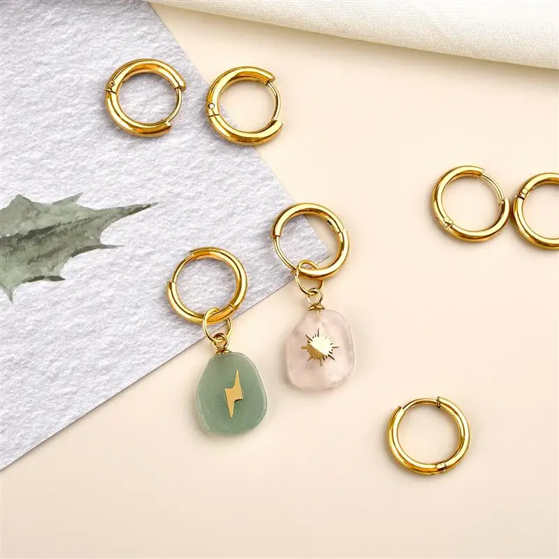 10 Uds. Pendientes pequeños de acero inoxidable para mujeres y hombres, joyería de moda, regalos, conector para pendientes, accesorios para hacer joyas DIY