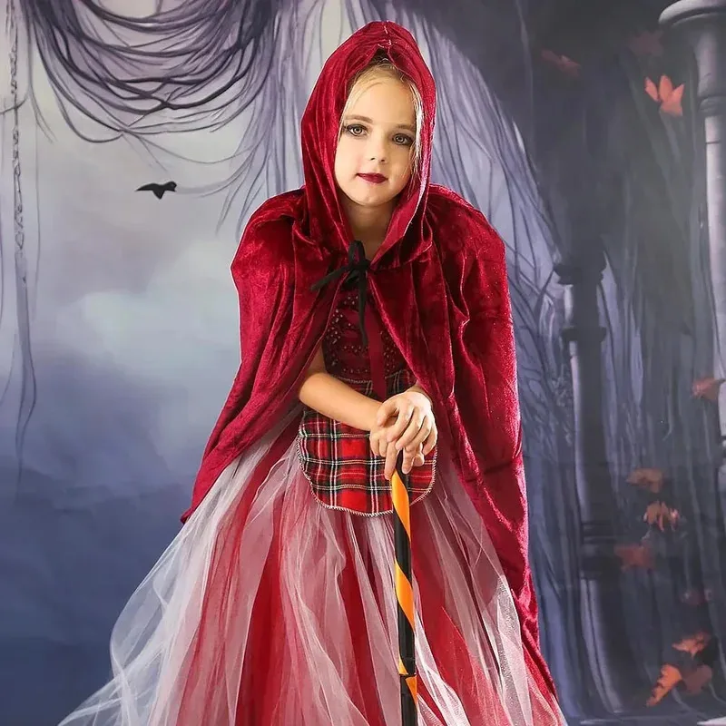 

Jogerli Halloween Wicked Witch Dress Long Sleeping Spell Skirt Children's Magic Scary Stage Performance Cosplay Costume