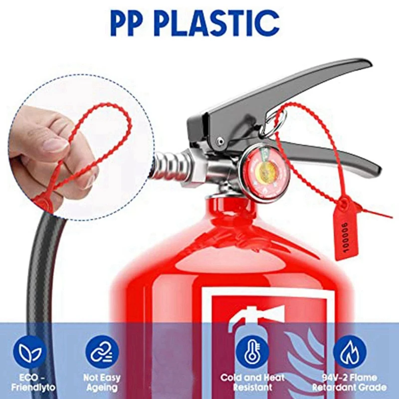 1000 Pcs Plastic Tamper Seals Fire Extinguisher Tags Seals Safety Numbered Zip Ties Labels