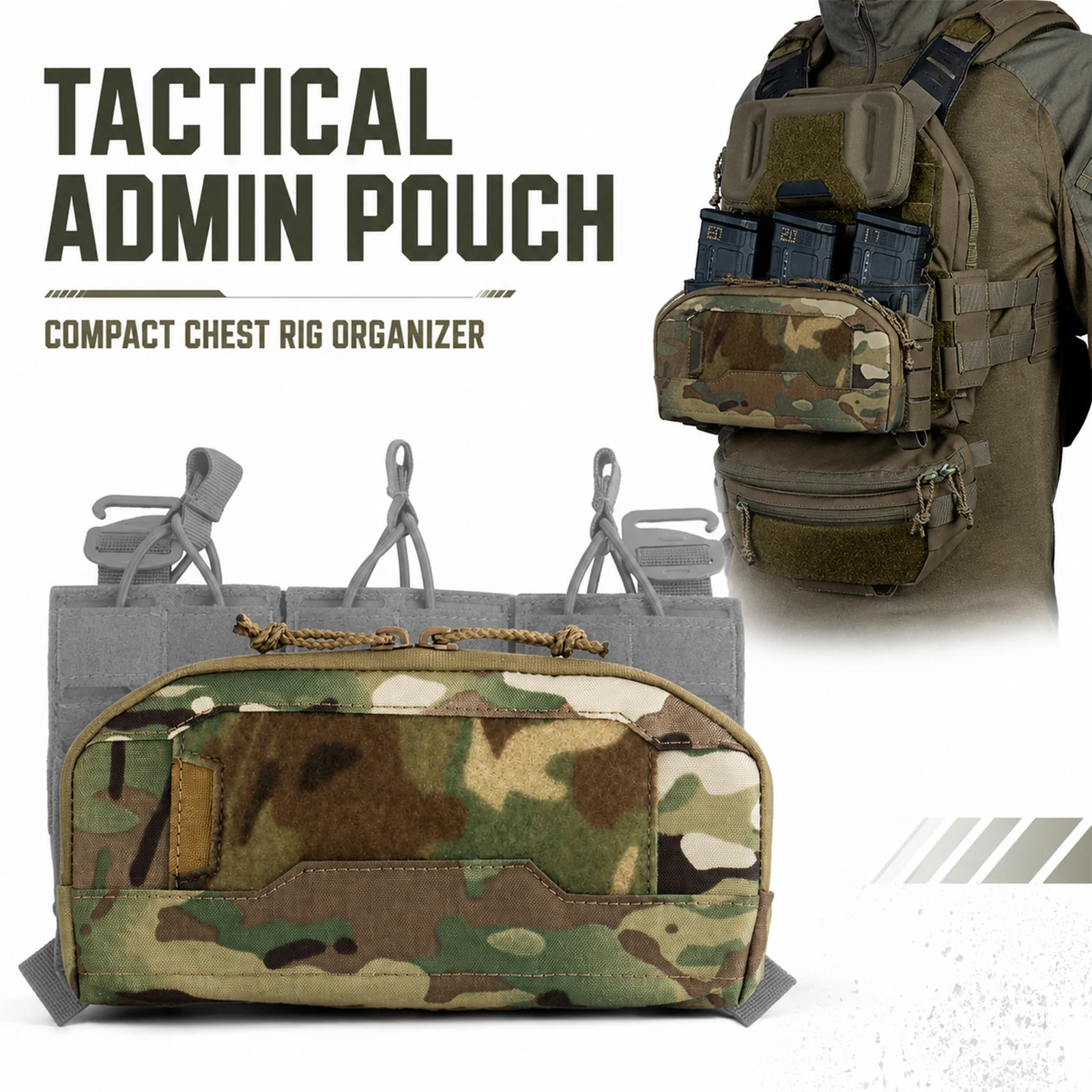 Tactical Admin Pouch MOLLE EDC Airsoft Vest Utility Organizer Gear Bag Battery Glow Stick Magazine Storage For Range Outdoor Use