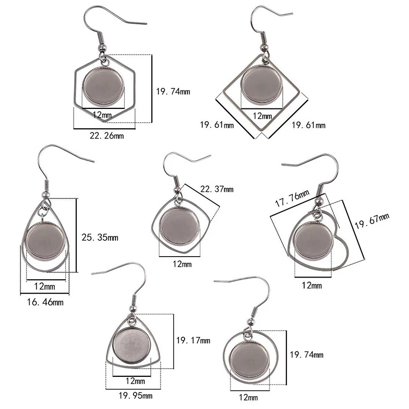 Earring Tray With Glass Dome Set-Line Hook Earrings Blank Frame With Round And Round Transparent Glass Cams For DIY Craftsmanshi