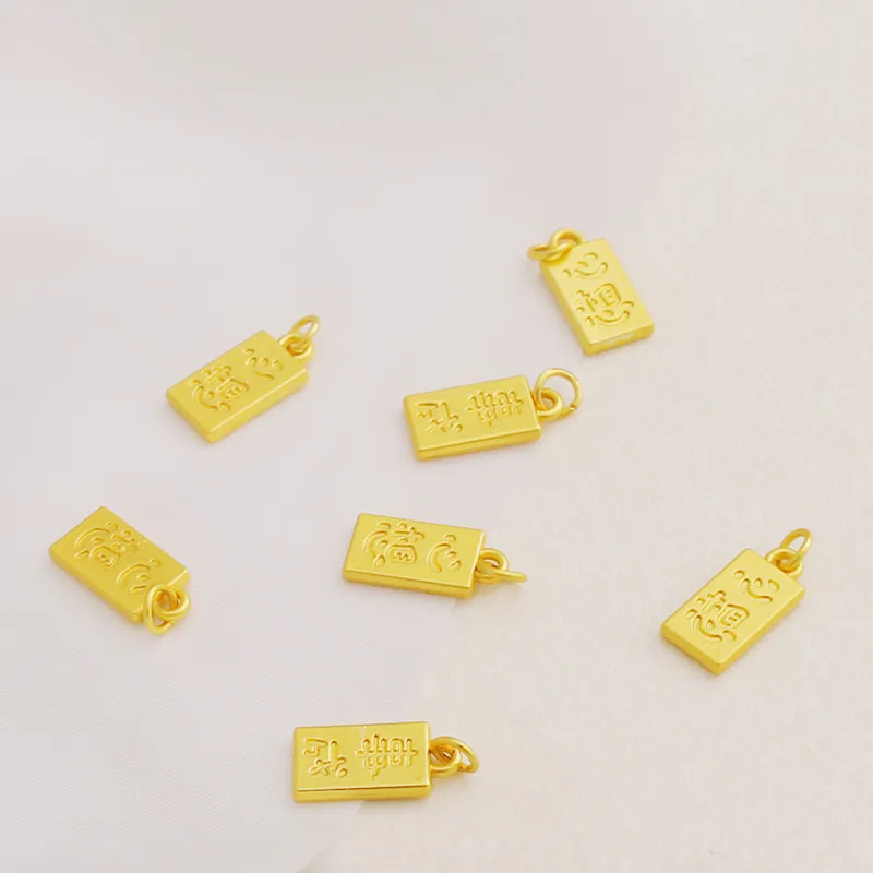 Mute Gold Wishes Come True Rectangular Brand Pendant 8x16mm Pendant Bracelet Necklace DIY Ancient Gold