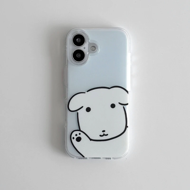 Korean Ins Minimalist Lovely Puppy Phone Case For iPhone 17 Air 16 Pro Max 15 14 Plus 13 12 11 Shockproof Silicone Back Cover - view 3