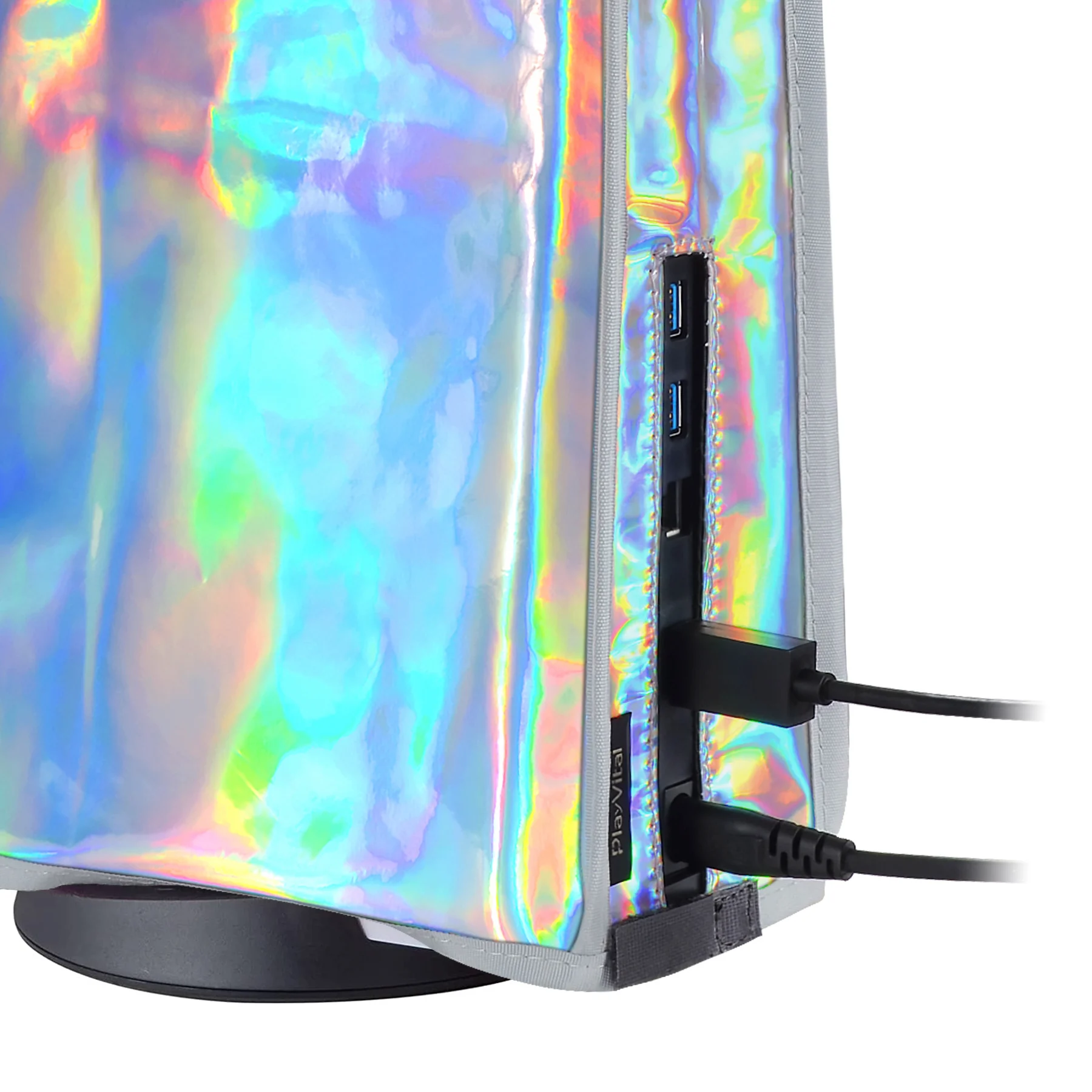 PlayVital-funda antipolvo con gradiente para ps5, forro suave y limpio, protector antipolvo, funda impermeable para consola antiarañazos ps5, Aurora Silver