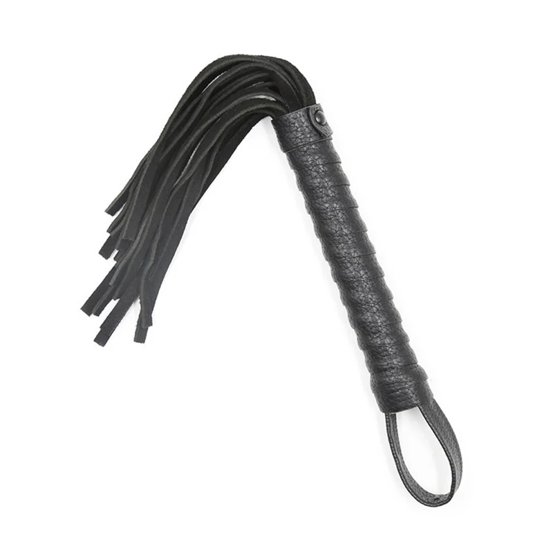 Fouet à cheval en similicuir noir avec poignée ronde en spirale, fouets de dressage, fouet d\'équitation, fouet d\'équitation, pagaie fusée, 30.5cm