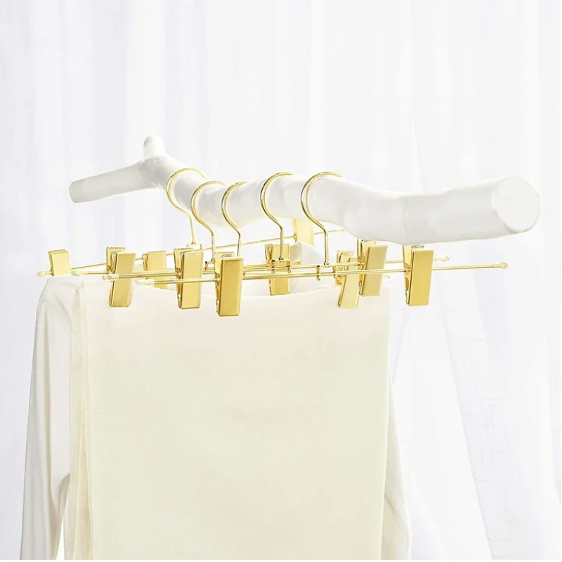 Golden Trousers Hanger Trouser Clip Household Hanging Pants Skirt Rack Multi-Functional Traceless Strength Skirt Clip Pants Clip