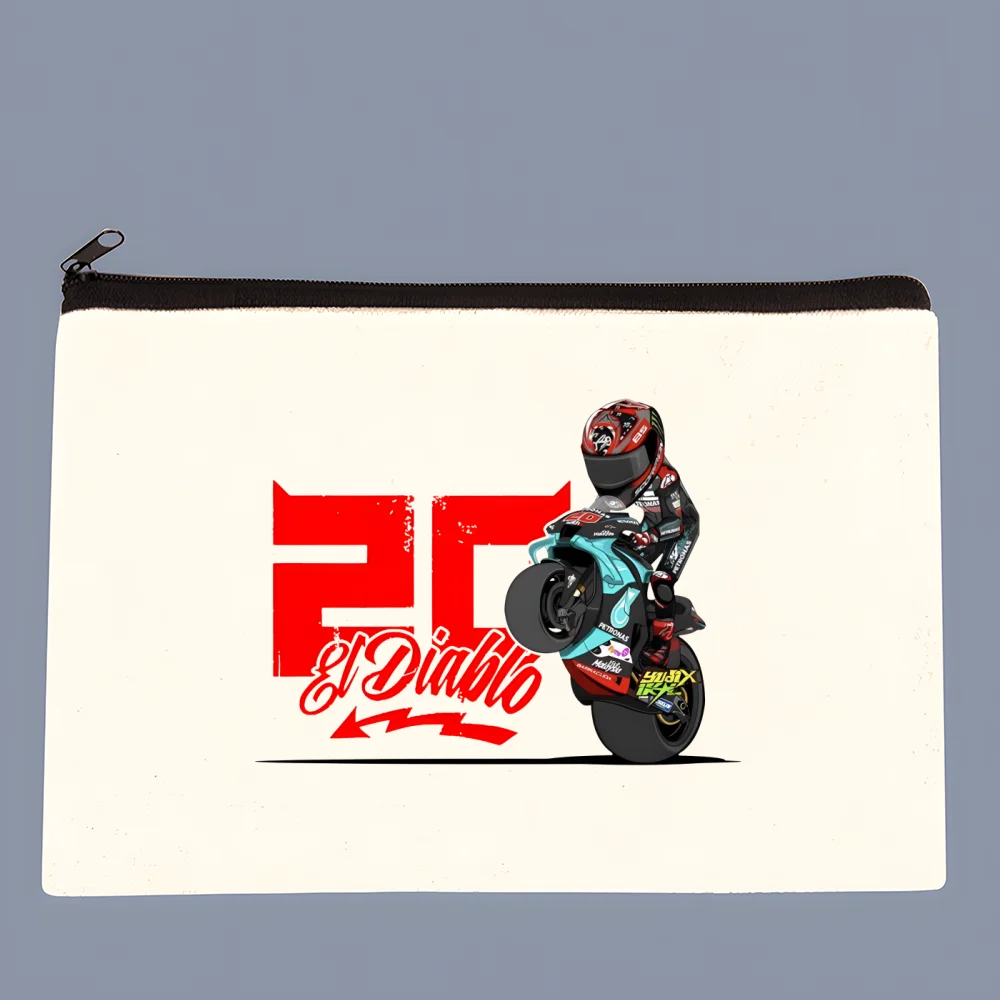 Fabio Quartararo Canvas Coin Purse Collection Canvas Bag Small Wallet Zipper Key Bag Hand Gift